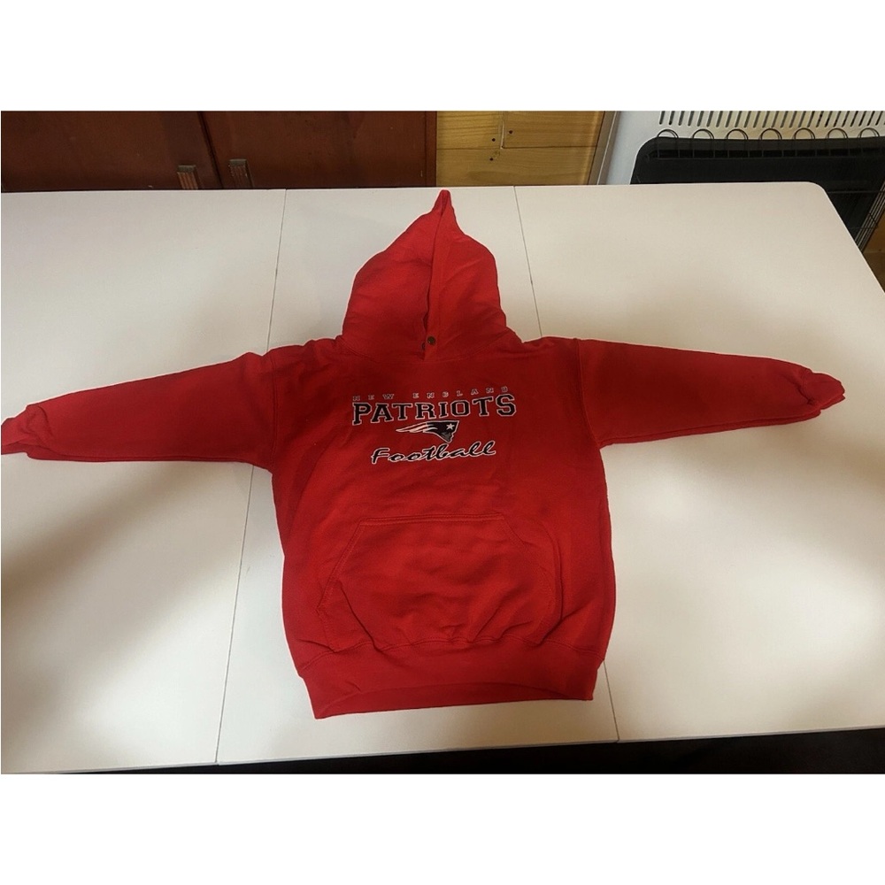 Youth Med New England Patriots Hooded Pullover Youth Kids Red Golden Blend 50/50